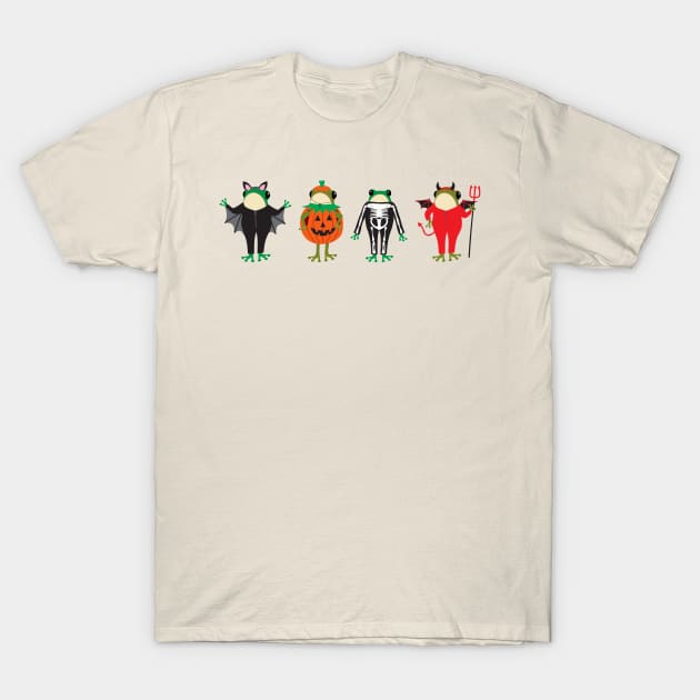 Frogs in Halloween costumes T-Shirt by Jennifer Ladd